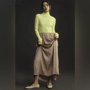 Anthropologie Twofer The Thea Sweater Dress Ribbed Lime Sweater size small